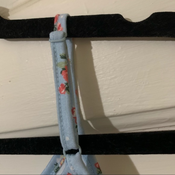 Blue Ditsy Floral Print Lettuce-Edge Cropped Cami Top NWOT - Picture 4 of 7